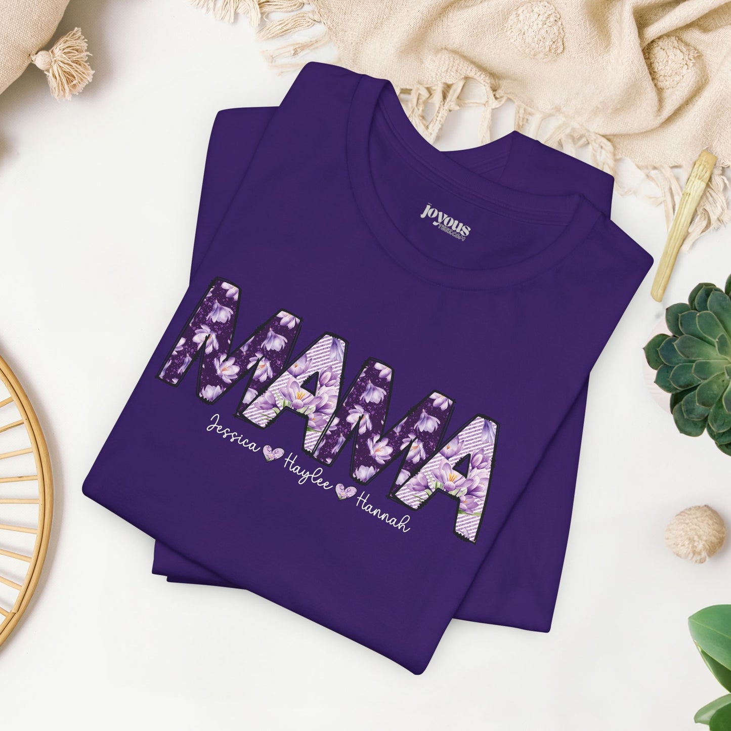 Custom Mama Soft Cotton Tee with Kids Names - Personalized Gift for Mom