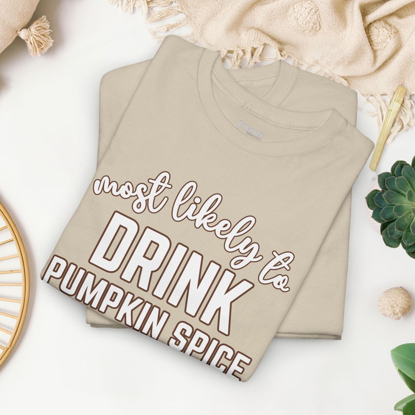 Funny Thanksgiving Shirt - Most Likely to Drink Pumpkin Spice Lattes Heavy Cotton Tee