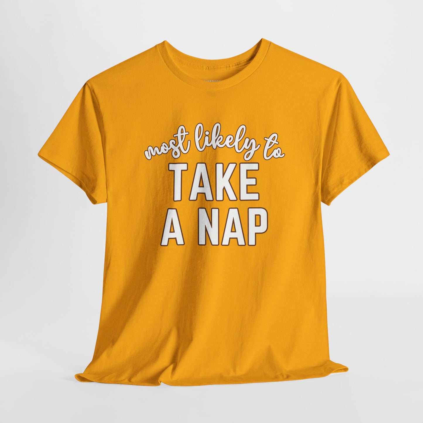 Funny Thanksgiving Shirt - Most likely to Take a Nap Heavy Cotton Tee