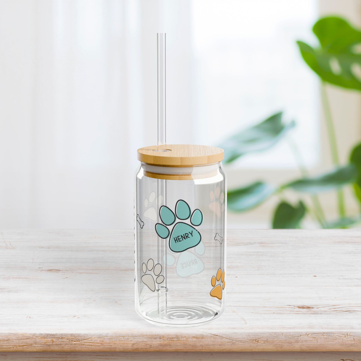 Personalized Dog Mom Sipper Glass with Names - Custom Dog Lovers Gifts