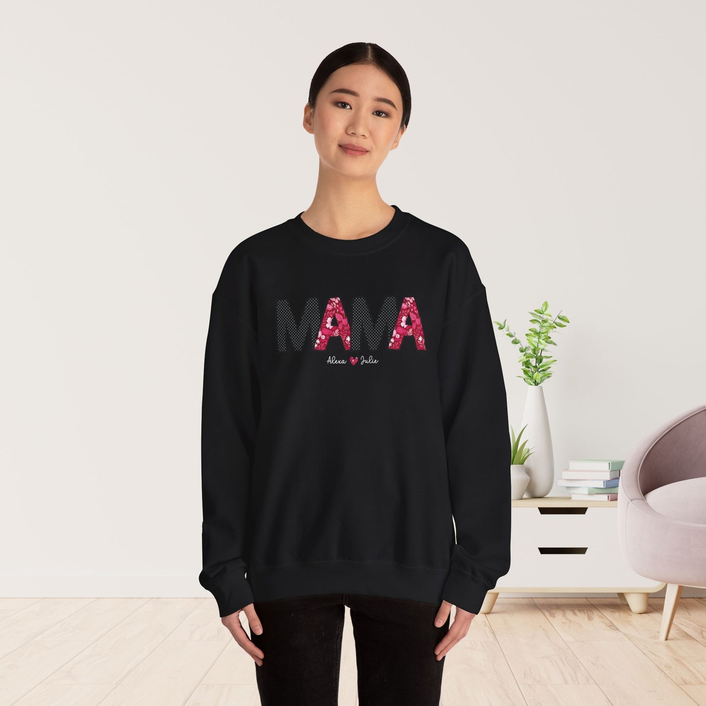 Custom Mama Sweatshirt with Kids Name - Personalized Gift for Mom