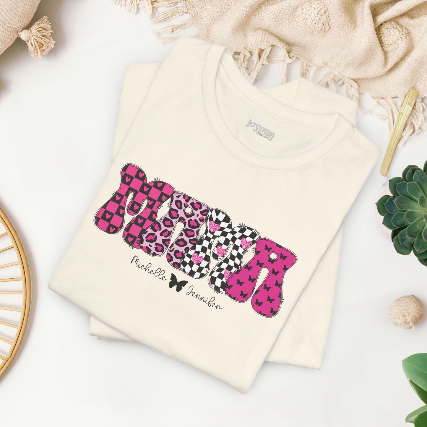 Custom Mama Soft Cotton Tee with Kids Names - Personalized Gift for Mom