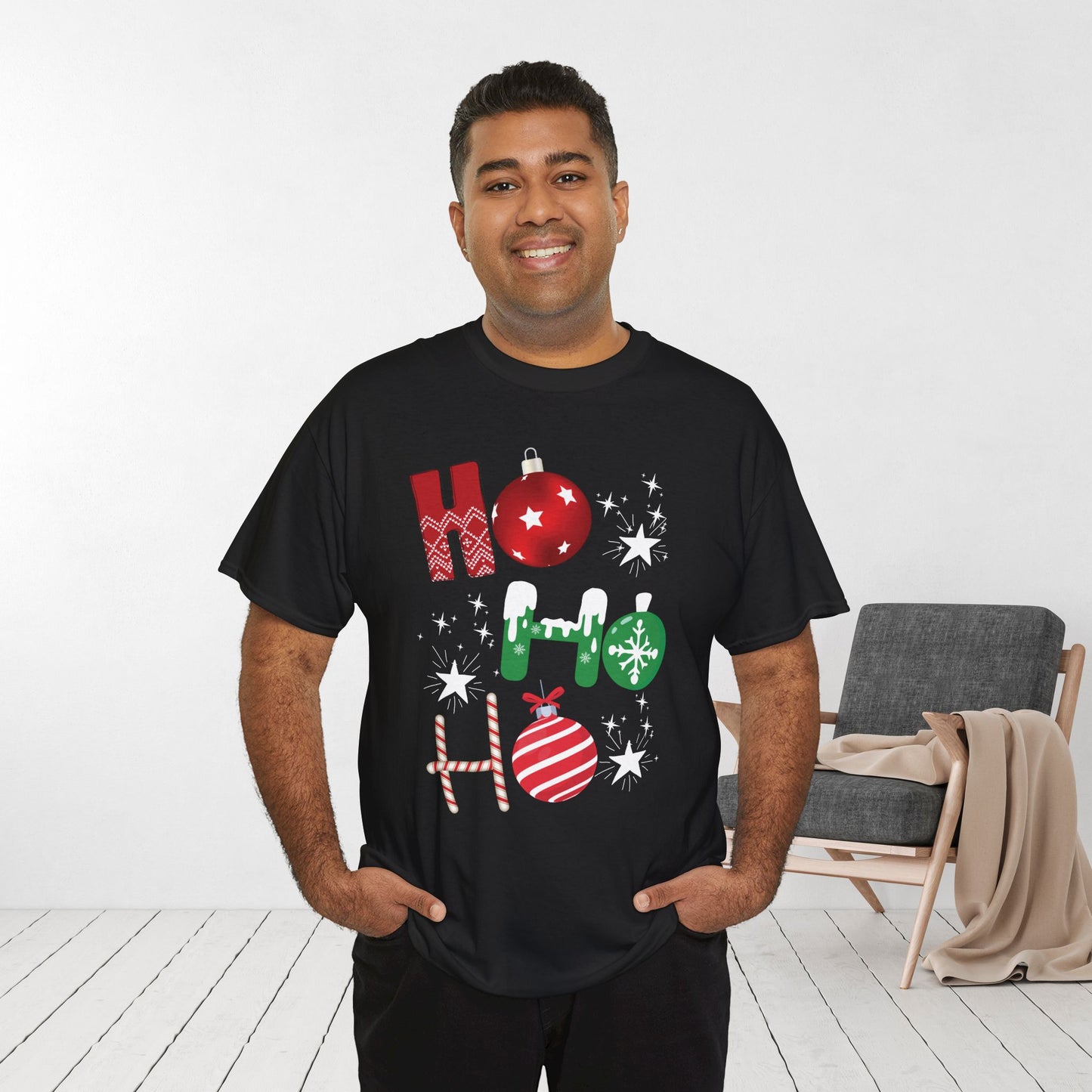 Ho Ho Ho Christmas Shirt - Matching Family Christmas Heavy Cotton Tee