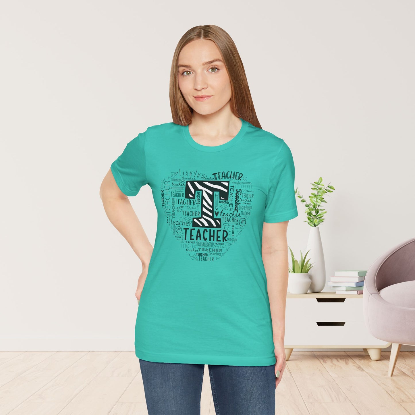 Trendy Heart Teacher Soft Cotton Tee