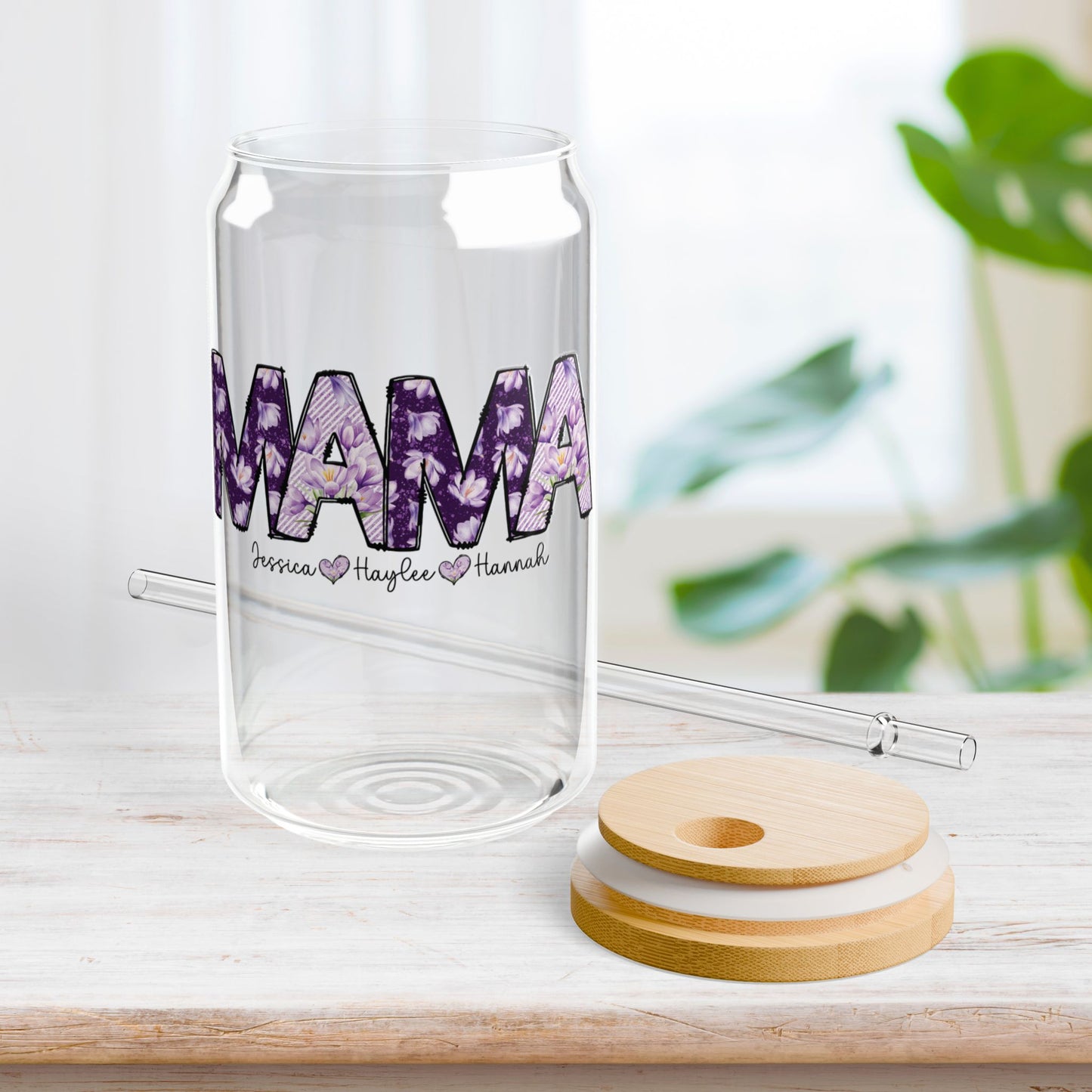 Personalized Mama Sipper Glass with Kids Names - Custom Mama Gifts