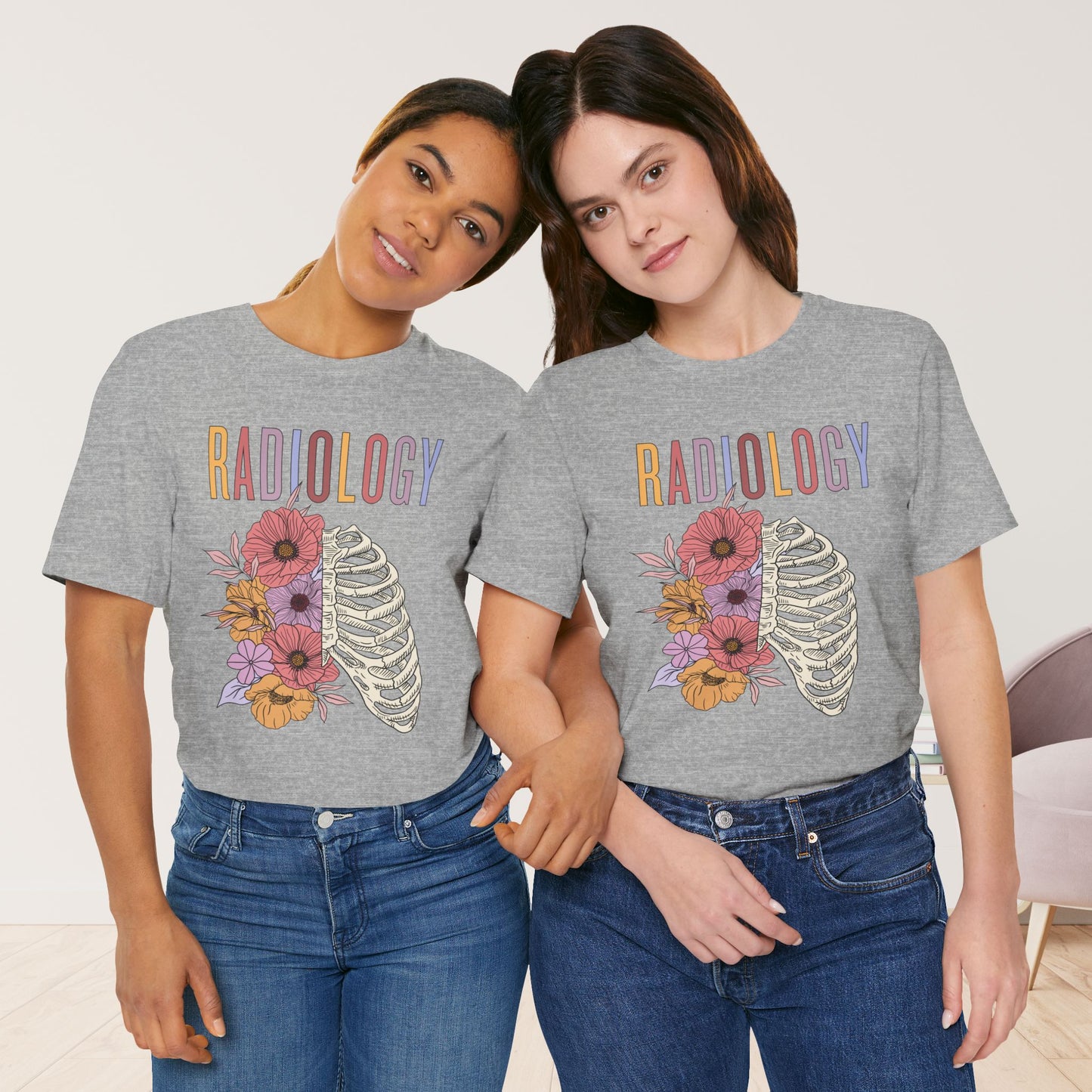 Flower Skeleton Radiology Soft Cotton Tee