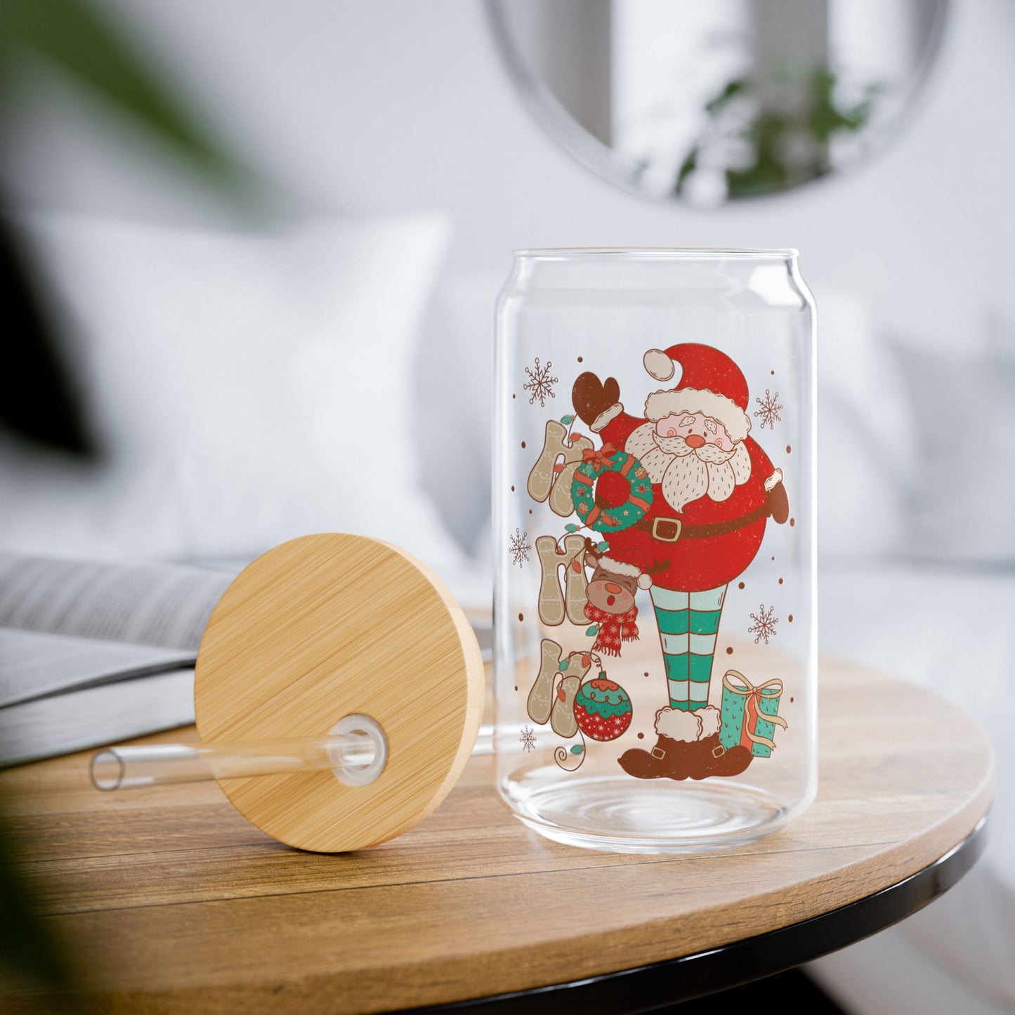 Ho Ho Ho Retro Christmas Sipper Glass - Best Christmas Gift