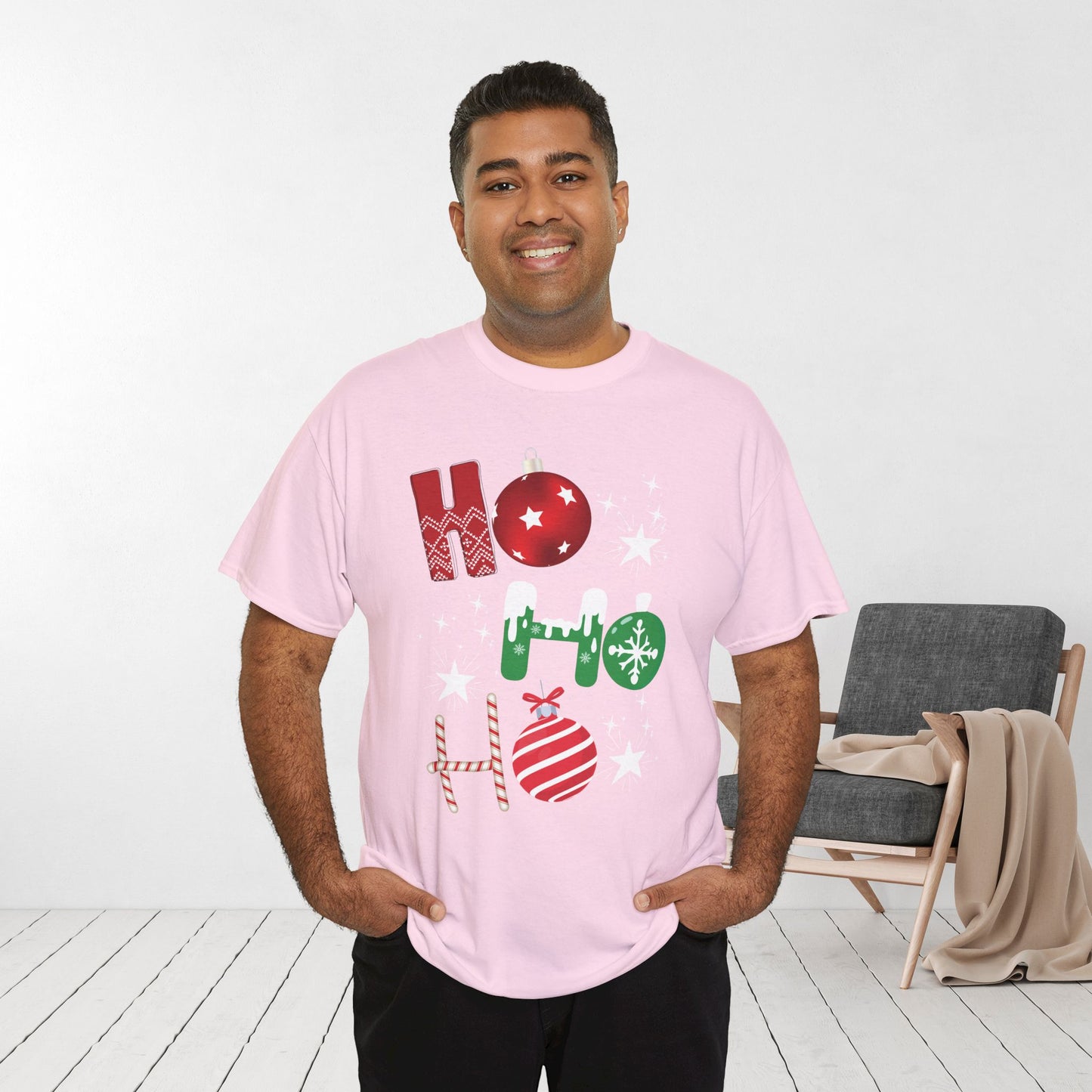 Ho Ho Ho Christmas Shirt - Matching Family Christmas Heavy Cotton Tee