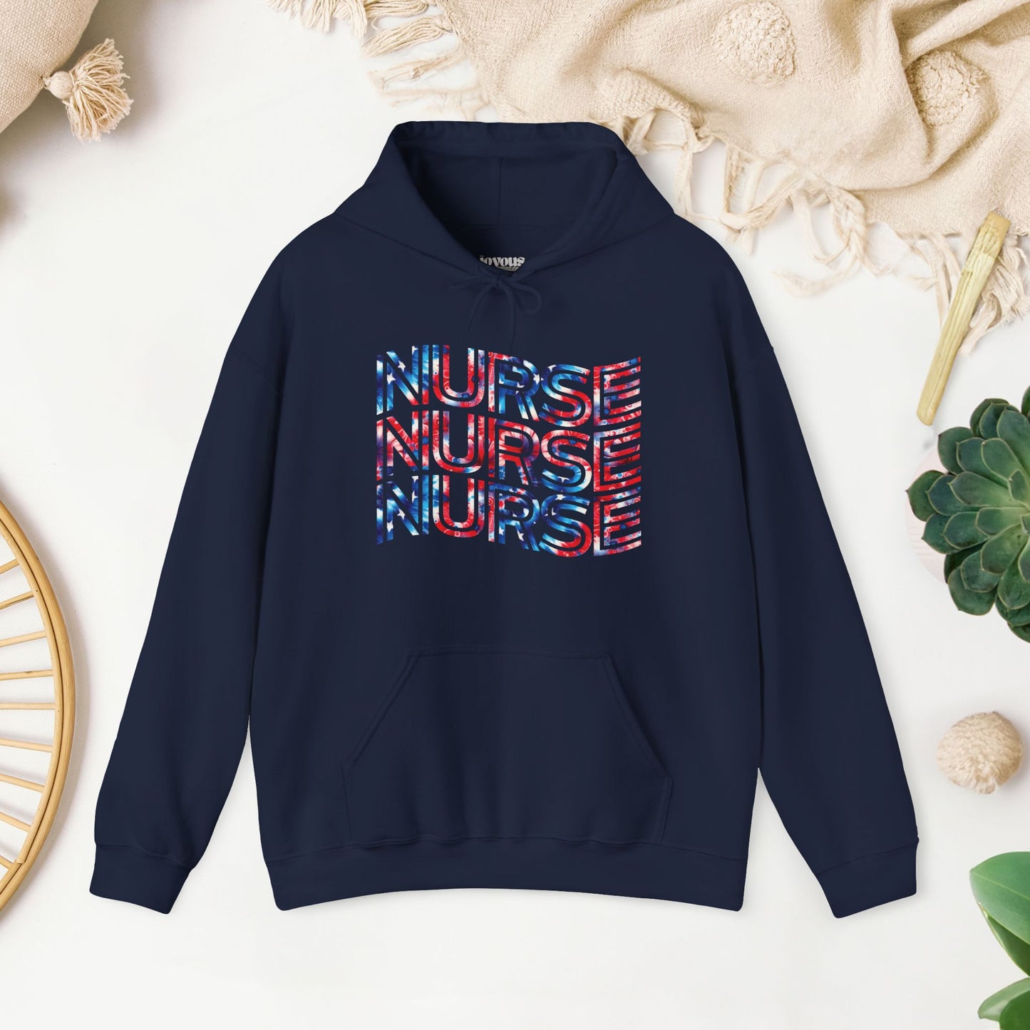 Wavy Patriotic Nurse Hoodie - 4th of July Nurse Hoodie