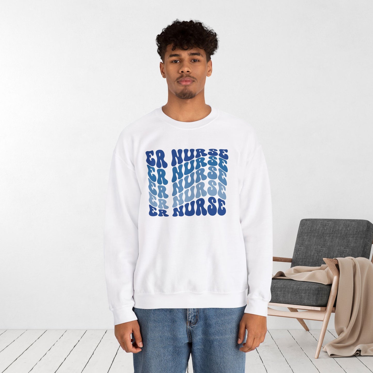 Groovy Blue ER Nurse Sweatshirt - Emergency Nurse Crewneck