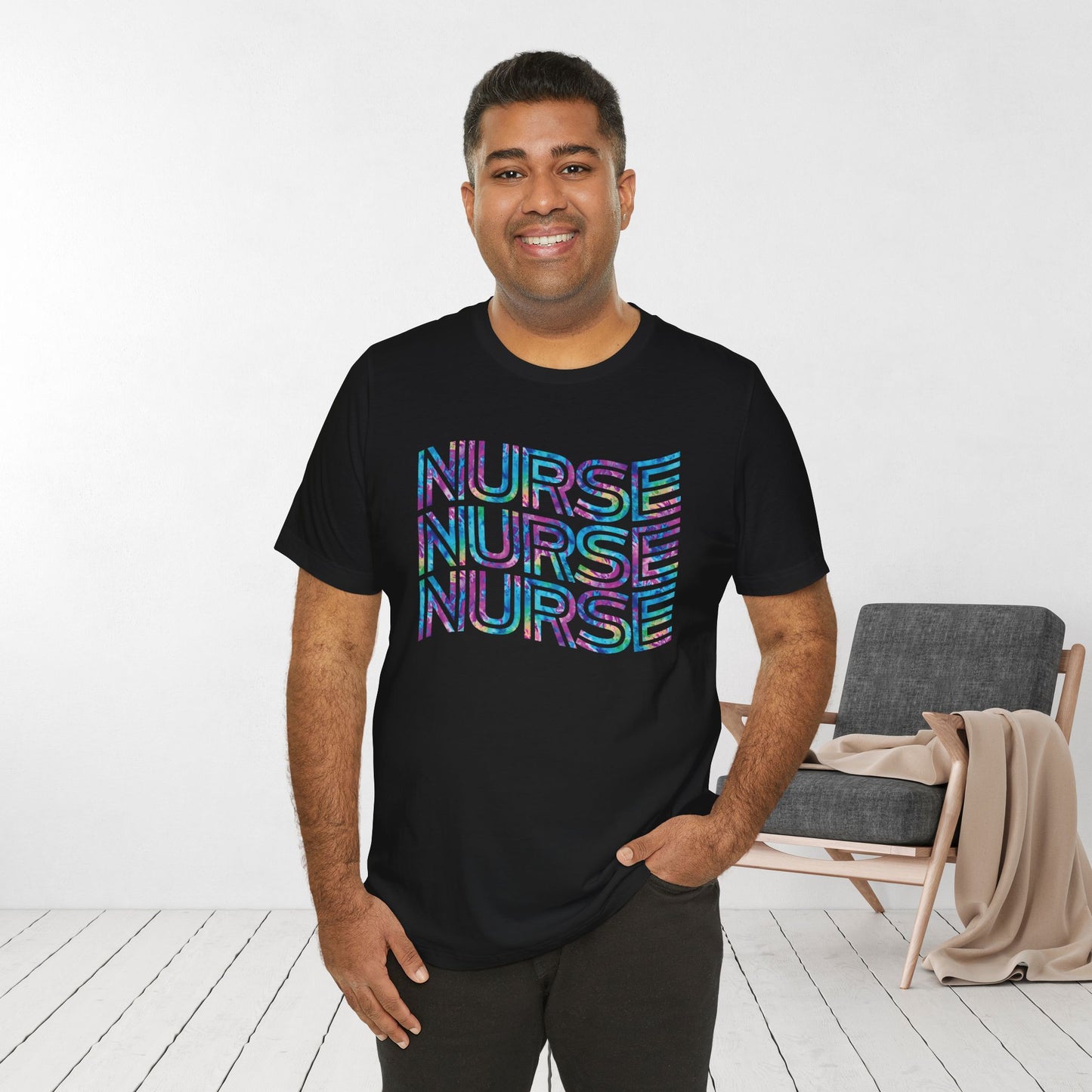Tie Dye Wavy Nurse Shirt - Registered Nurse Soft Cotton Tee
