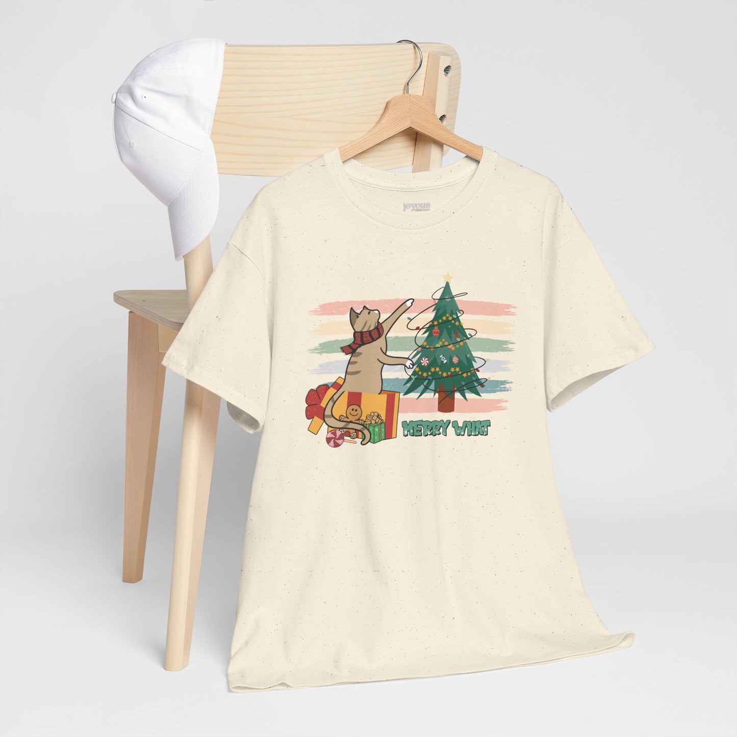 Merry What Funny Cat Christmas Heavy Cotton Tee - Cat Lovers Christmas Gift