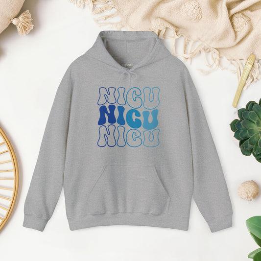 Groovy Blue NICU Hoodie -  Neonatal ICU Nurse Hoodie