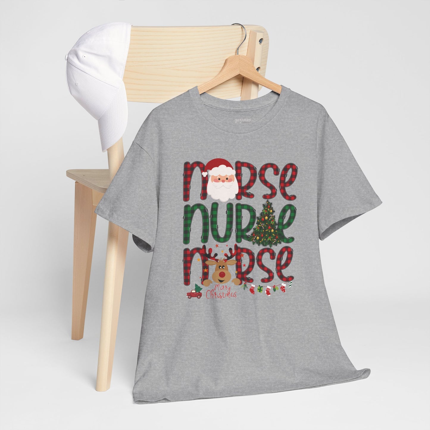 Plaid Christmas Nurse Heavy Cotton Tee