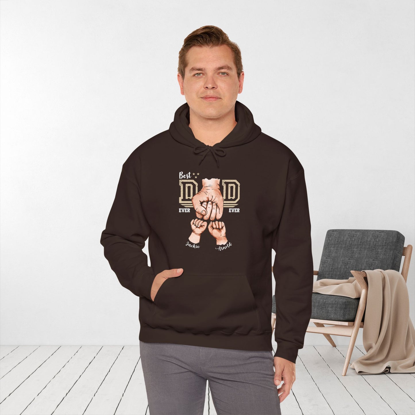 Custom Dad Hoodie with Kids Name - Personalized Gift for Dad