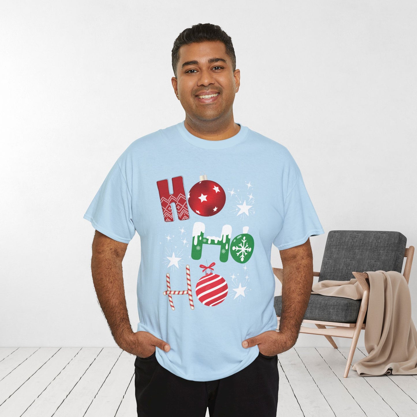 Ho Ho Ho Christmas Shirt - Matching Family Christmas Heavy Cotton Tee