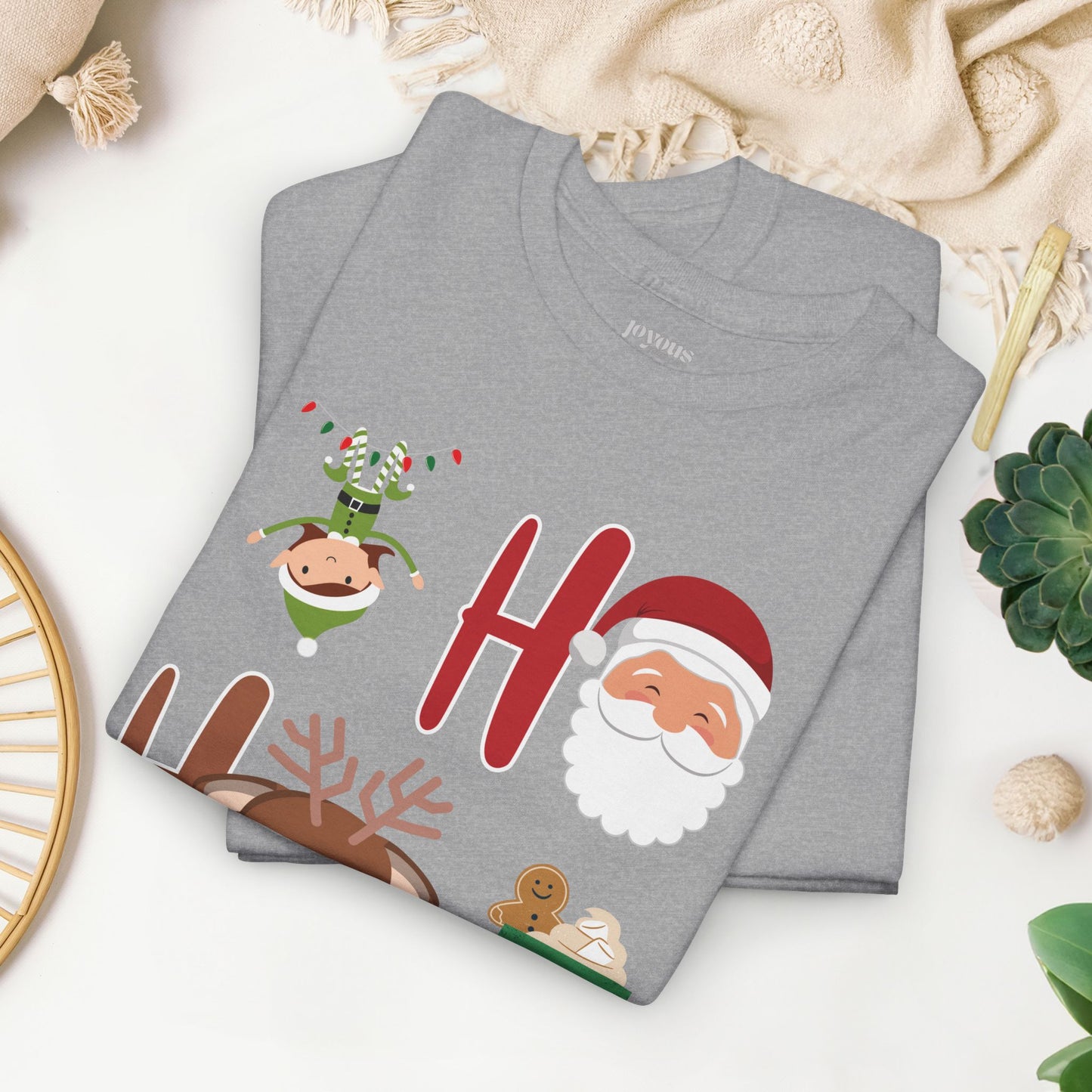 Ho Ho Ho Christmas Shirt - Matching Family Christmas  Heavy Cotton Tee