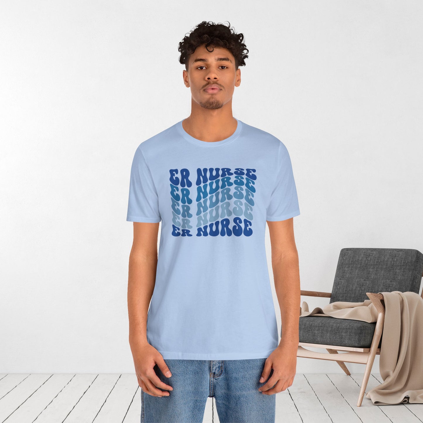 Groovy Blue ER Nurse Shirt - Emergency Nurse Soft Cotton Tee