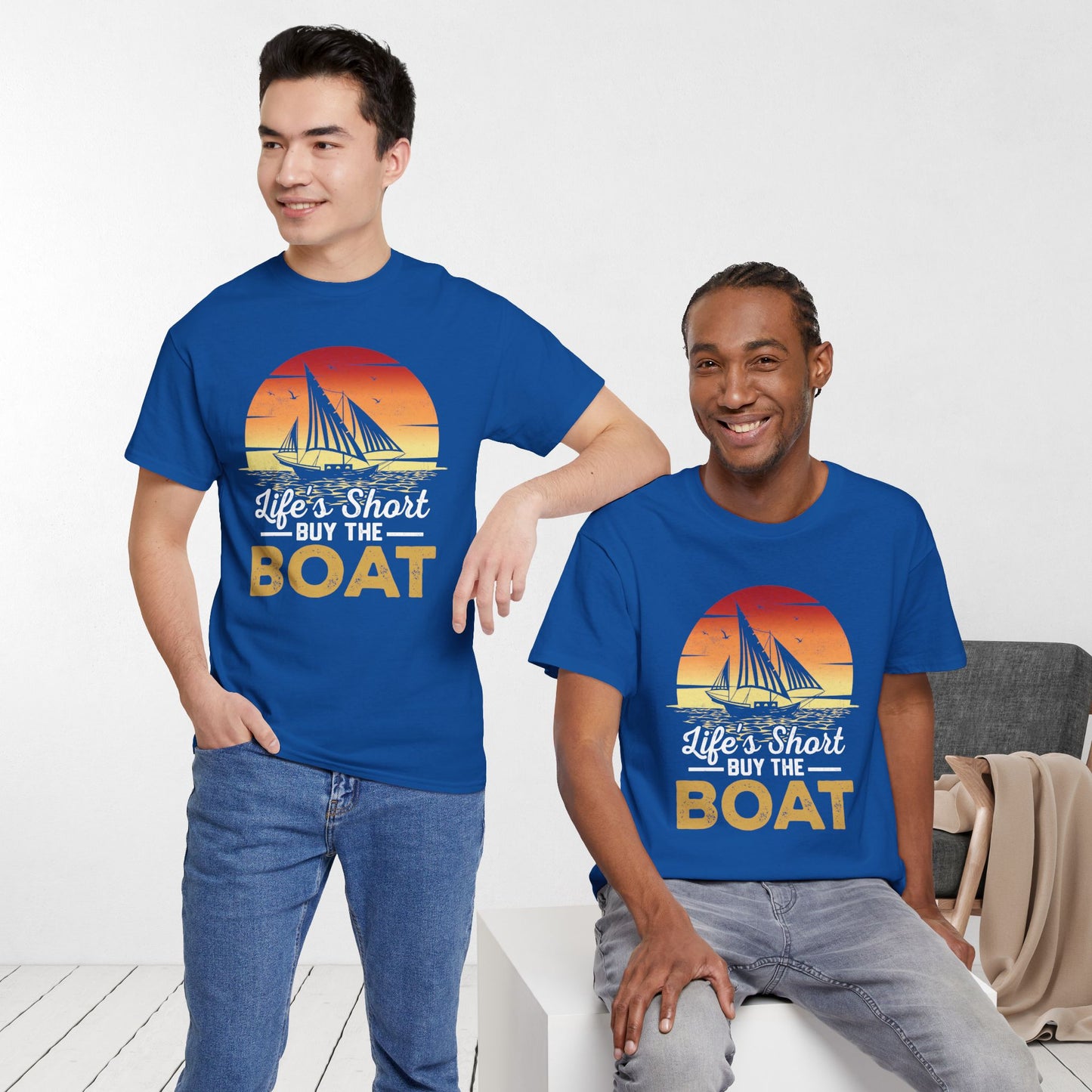 Life's Short Buy the Boat T-Shirt - Funny Sailing Heavy Cotton Tee