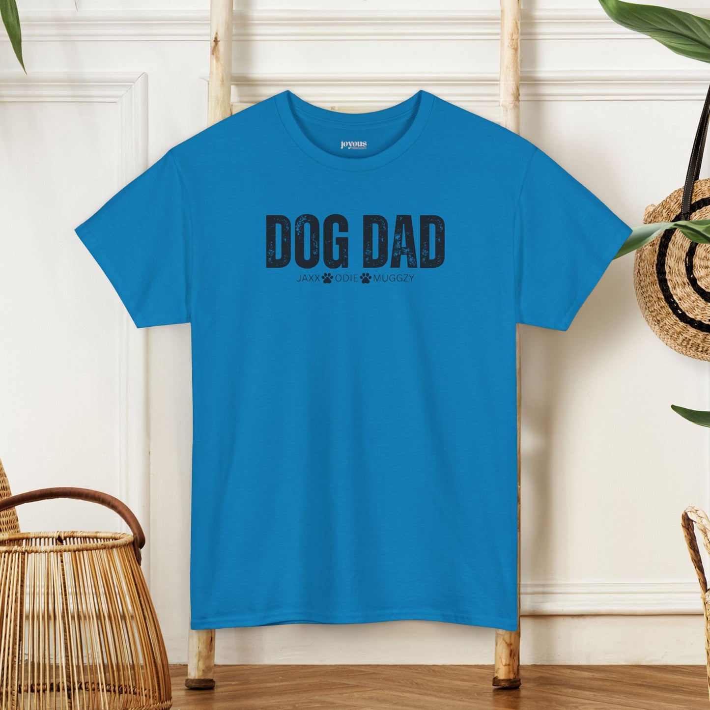 Custom Dog Dad Heavy Cotton Tee with Dogs Name - Personalized Dog Lover Gift