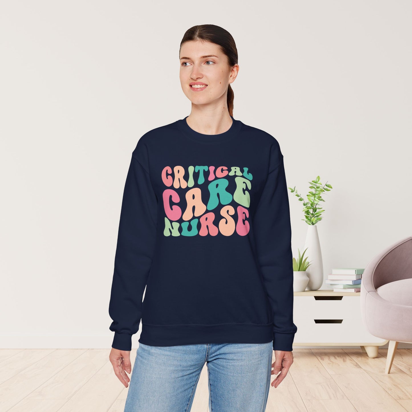 Groovy Critical Care Nurse Crewneck Sweatshirt