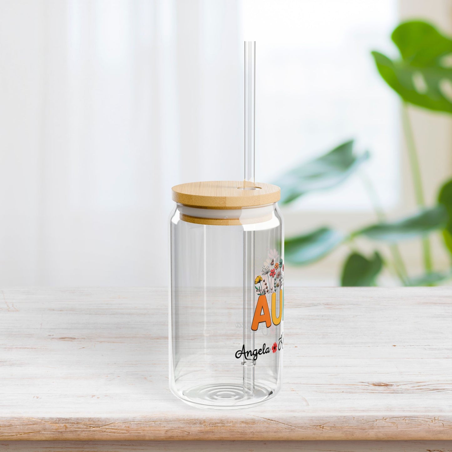 Personalized Auntie Sipper Glass with Names - Custom Aunt Gifts