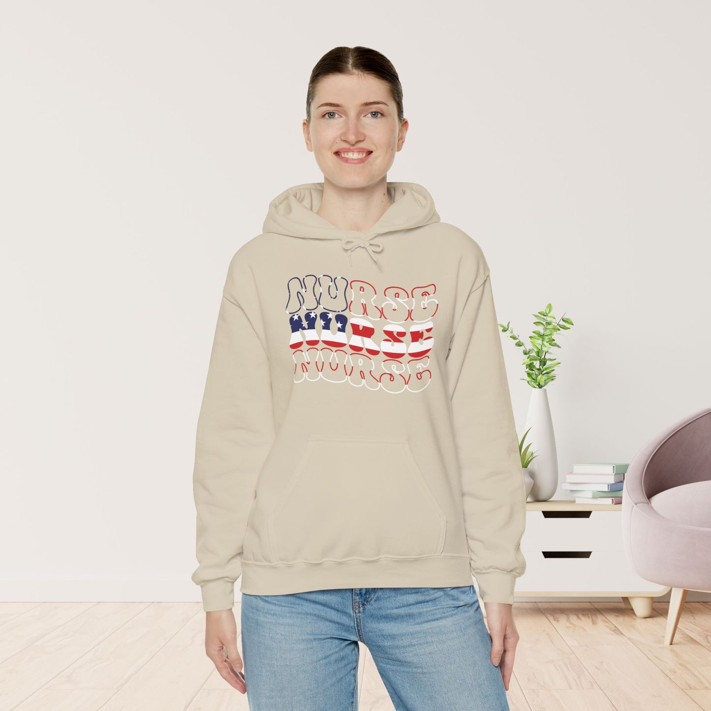 Groovy Patriotic Nurse Hoodie - 4th of July Nurse Hoodie