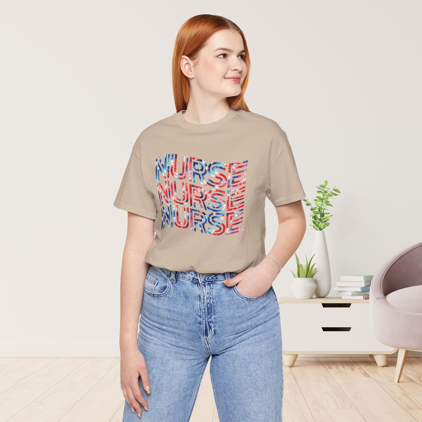 Wavy Patriotic Nurse Shirt - 4th of July Nurse Soft Cotton Tee