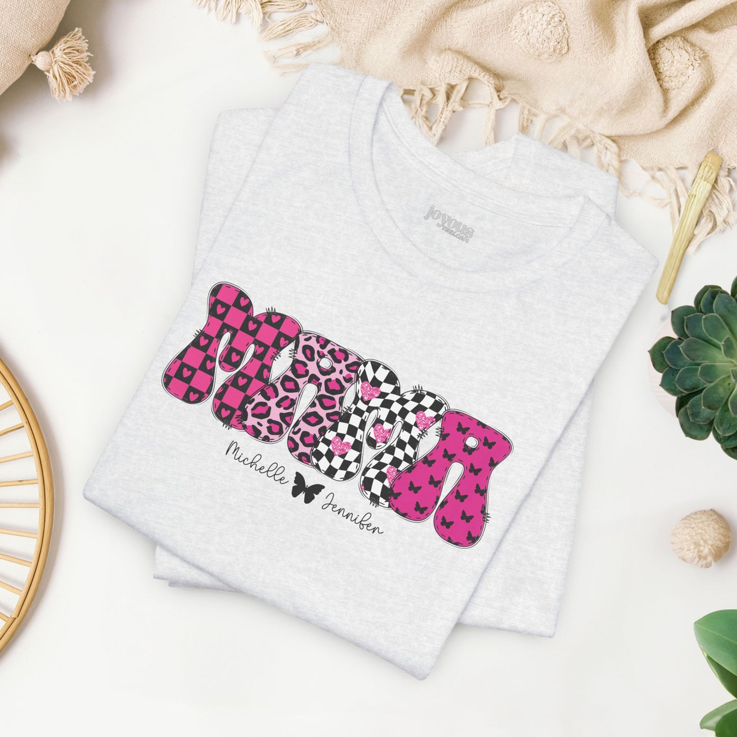 Custom Mama Soft Cotton Tee with Kids Names - Personalized Gift for Mom