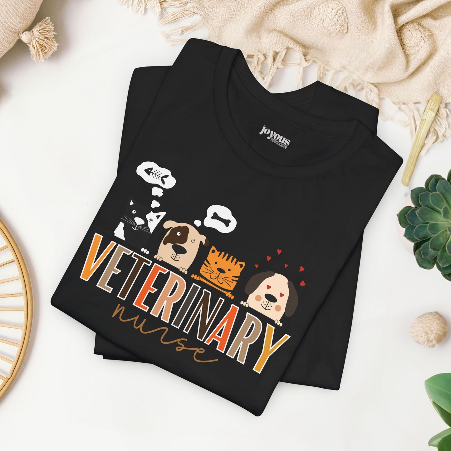 Veterinary Nurse Soft Cotton Tee with Dogs and Cats for VET Nurse