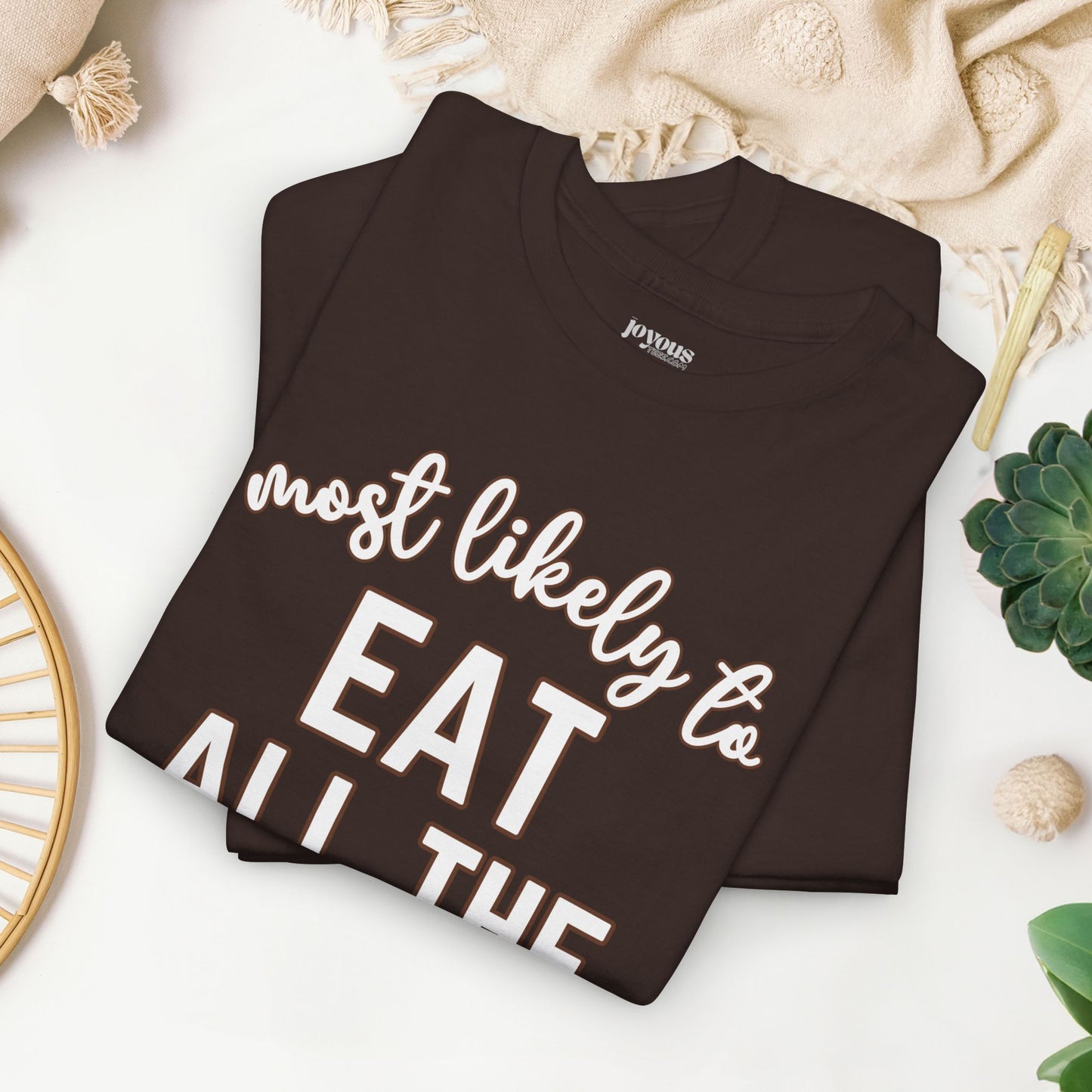 Funny Thanksgiving Shirt - Most likely to Eat All the Leftovers Heavy Cotton Tee