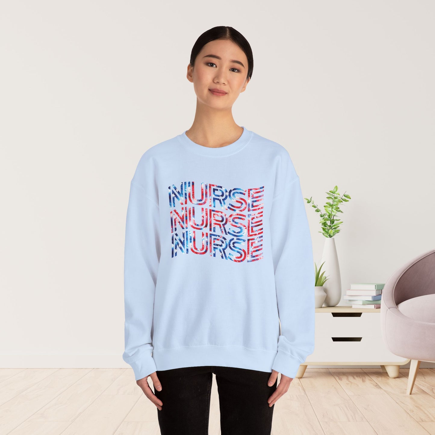 Wavy Patriotic Nurse Sweatshirt - 4th of July Nurse Sweatshirt