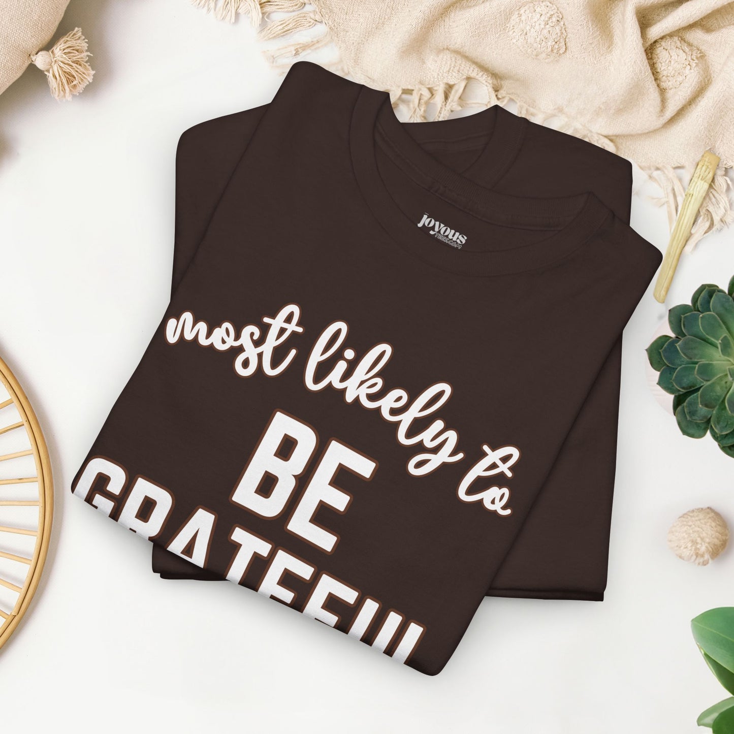 Funny Thanksgiving Shirt - Most Likely to Be Grateful Heavy Cotton Tee