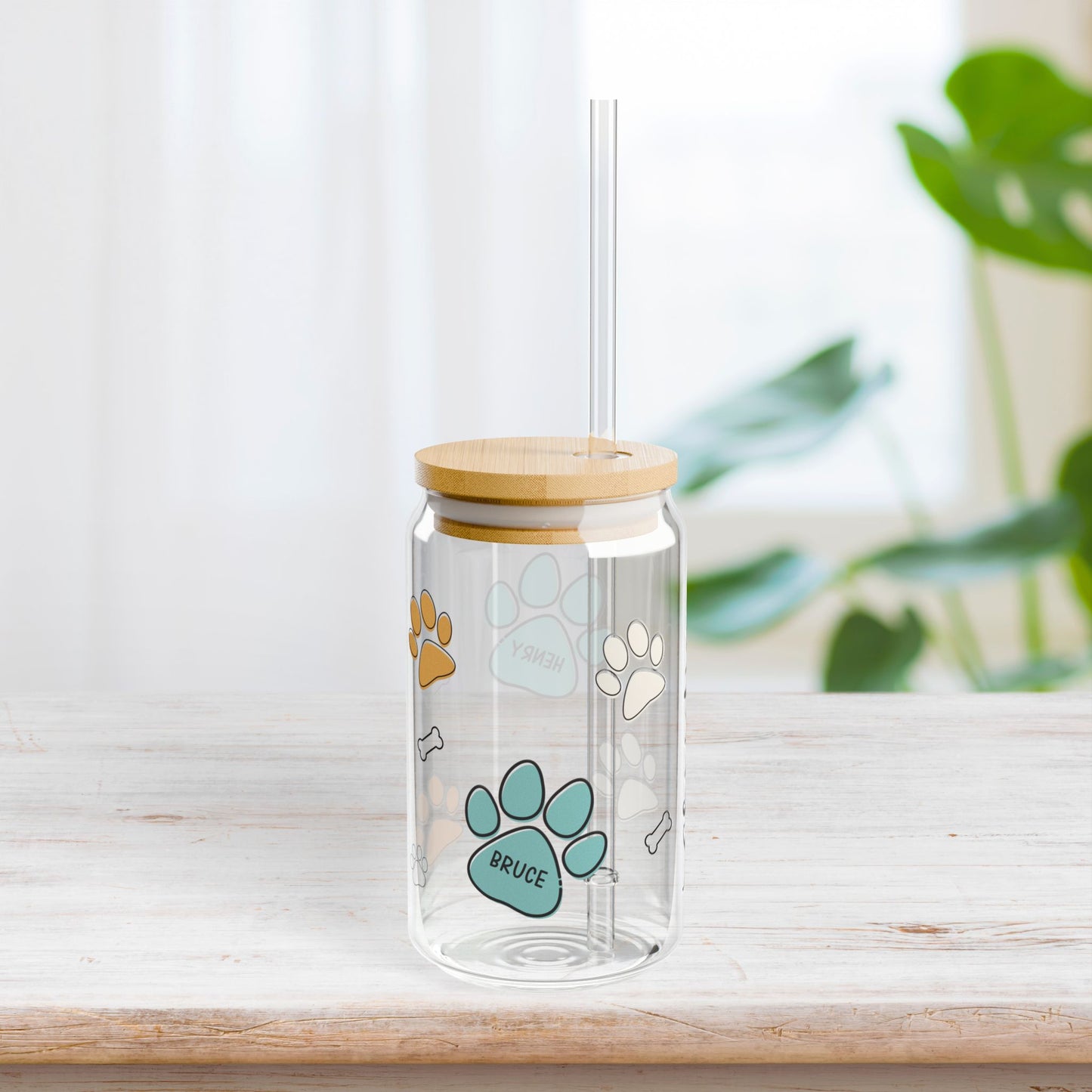 Personalized Dog Mom Sipper Glass with Names - Custom Dog Lovers Gifts