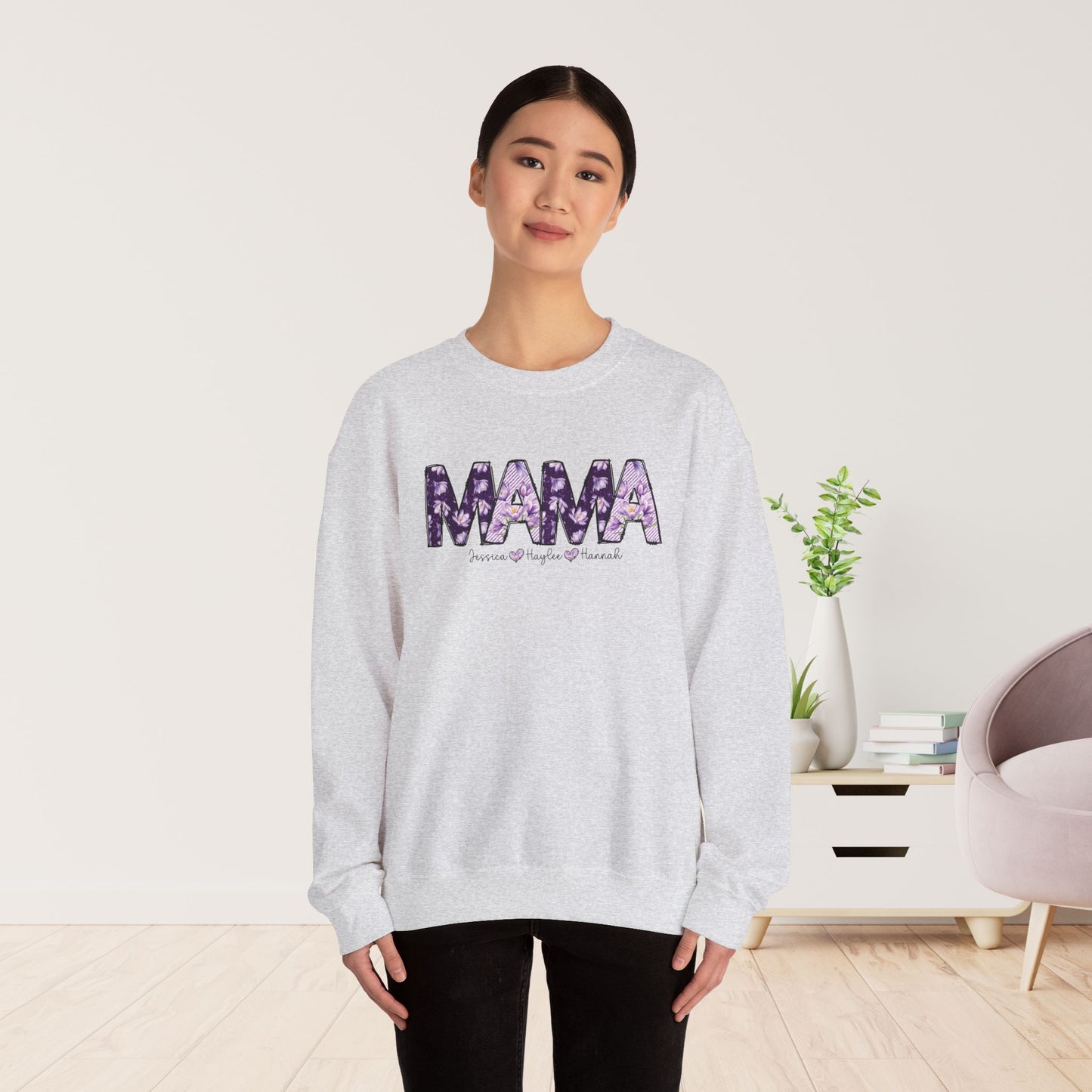 Custom Mama Sweatshirt with Kids Name - Personalized Gift for Mom