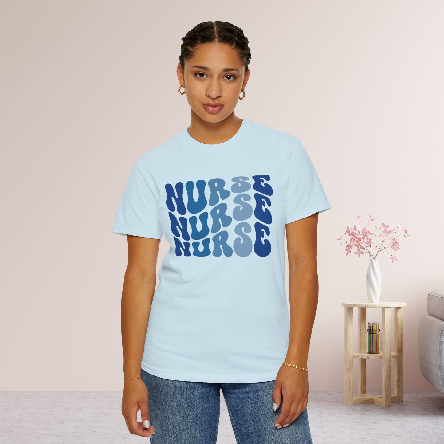 Groovy Blue Comfort Colors Nurse Shirt