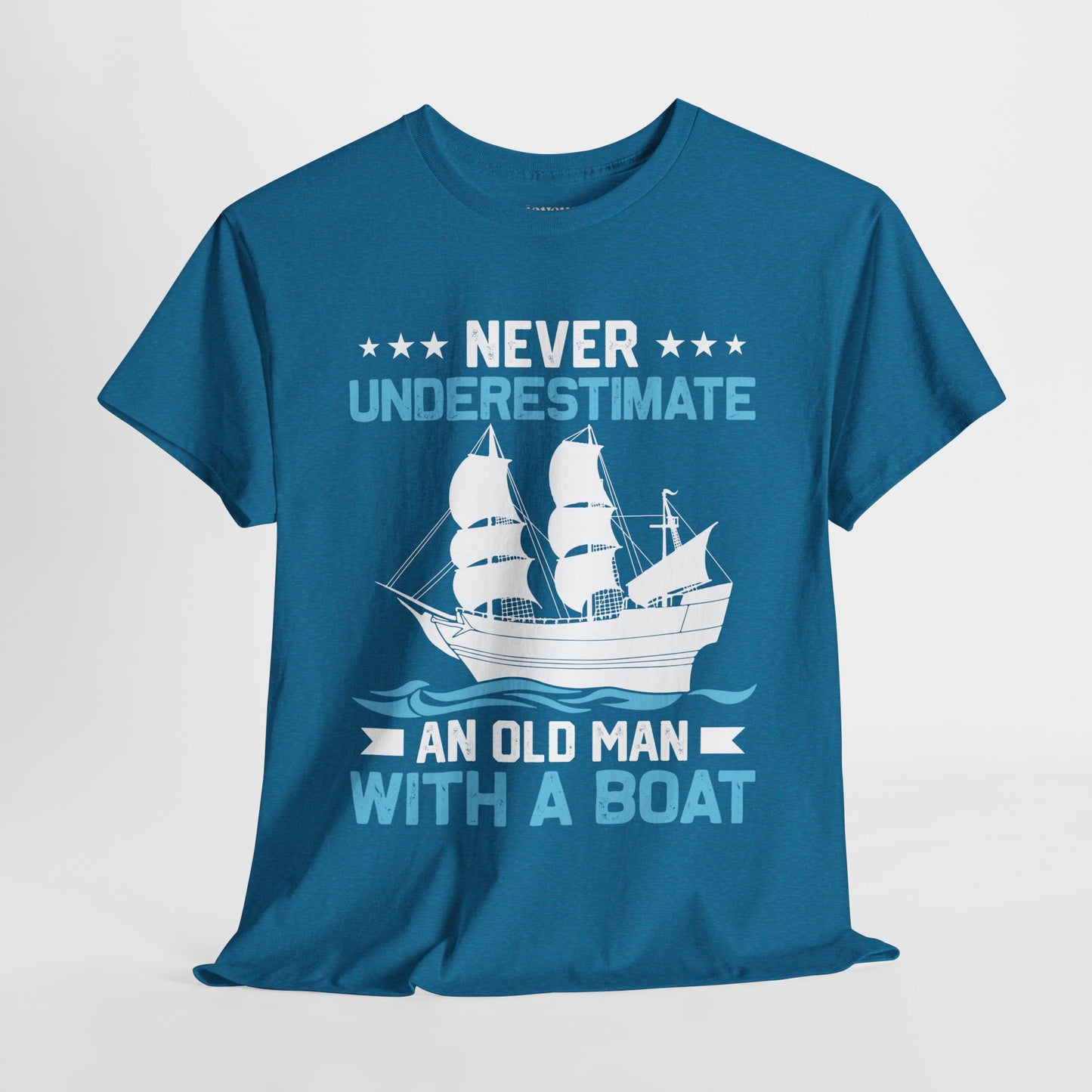 Old Man with a Boat T-Shirt - Funny Sailing Heavy Cotton Tee