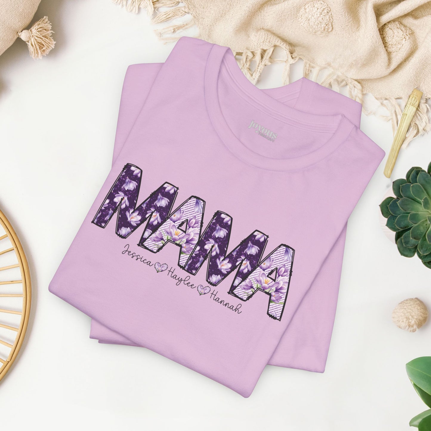 Custom Mama Soft Cotton Tee with Kids Names - Personalized Gift for Mom