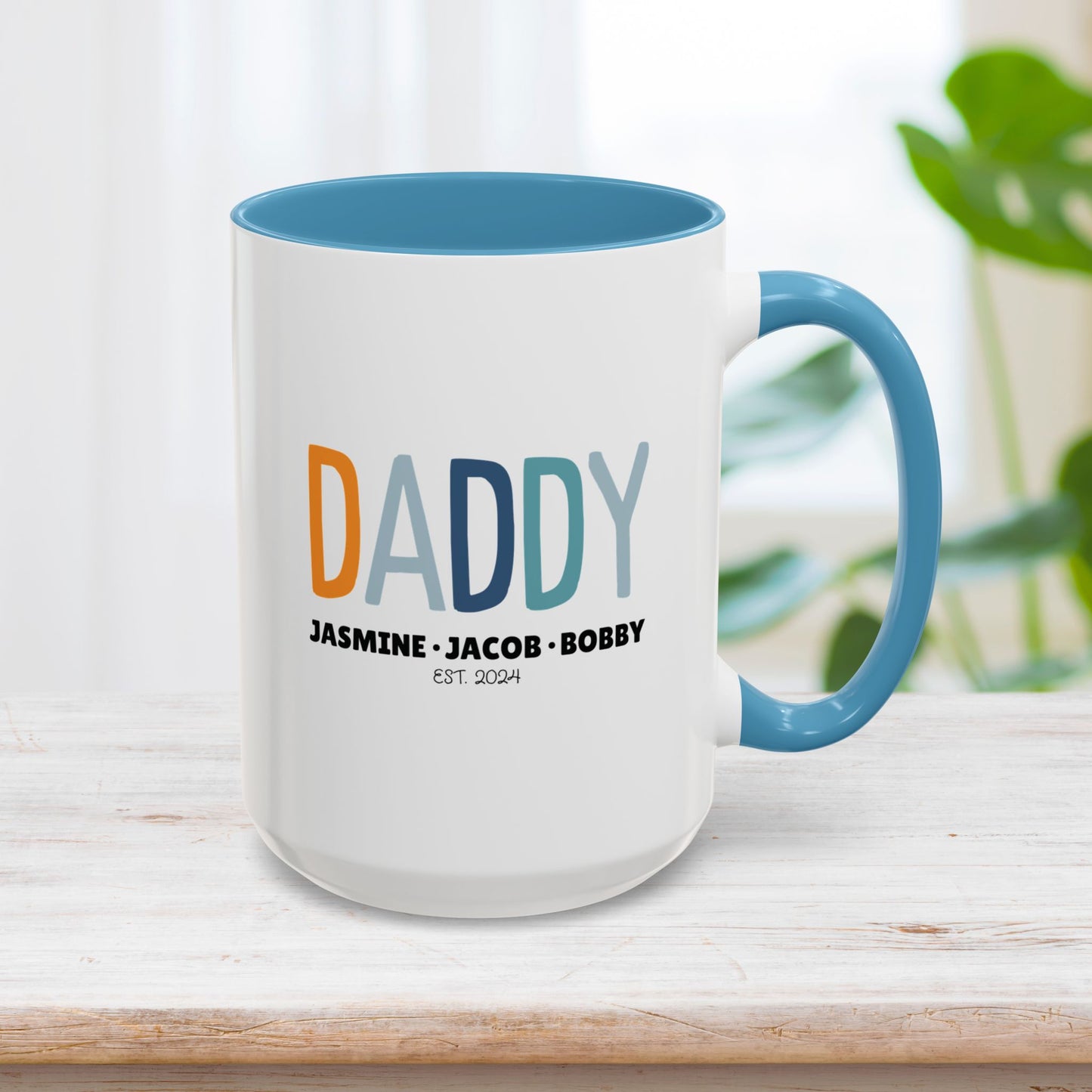 Personalized Daddy Coffee Mug with Kids Names - Custom Dad Gifts for Father's Day