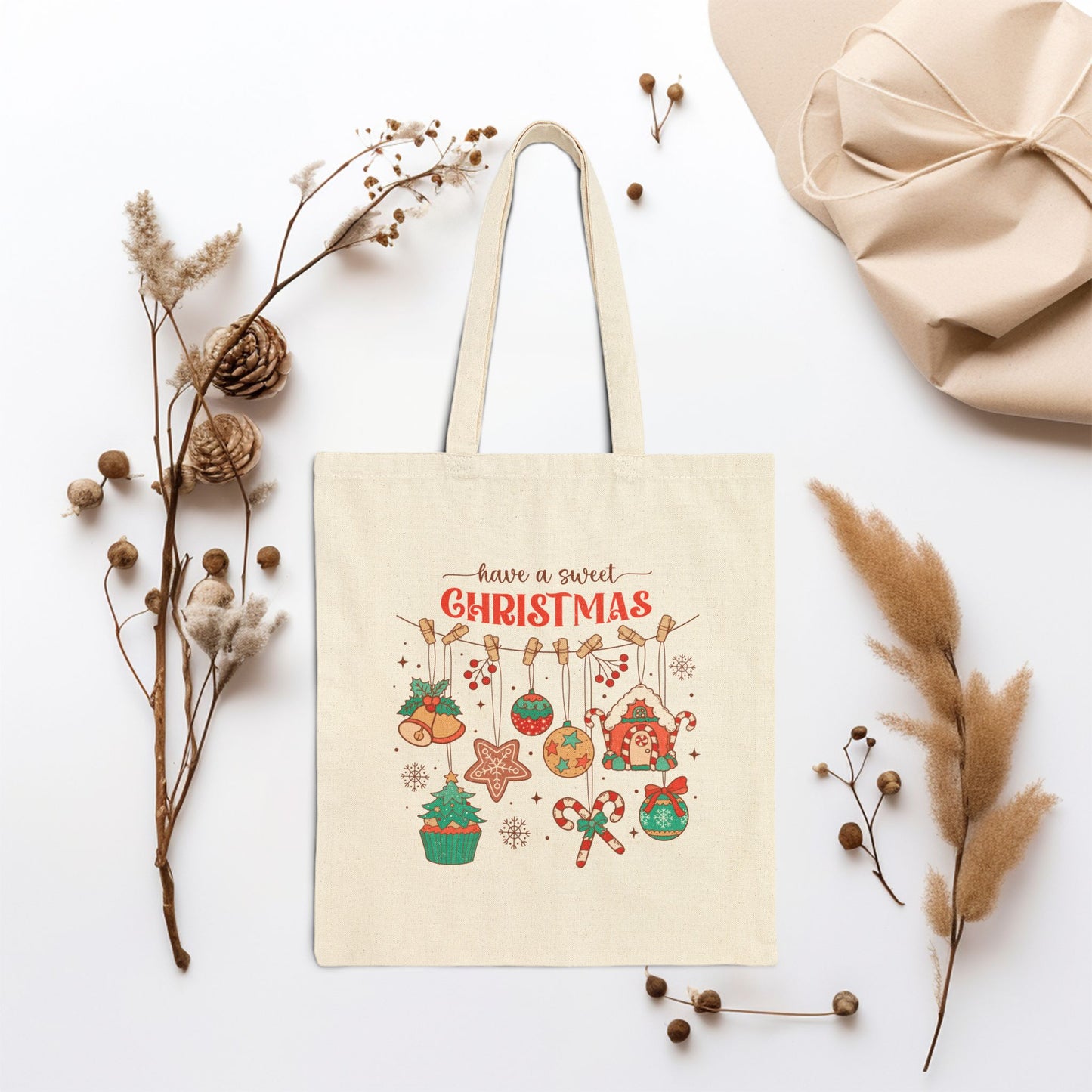 Have A Sweet Christmas Retro Christmas Canvas Tote Bag - Best Christmas Gift