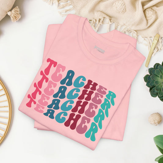 Groovy Colorful Teacher Soft Cotton Tee for School Teachers