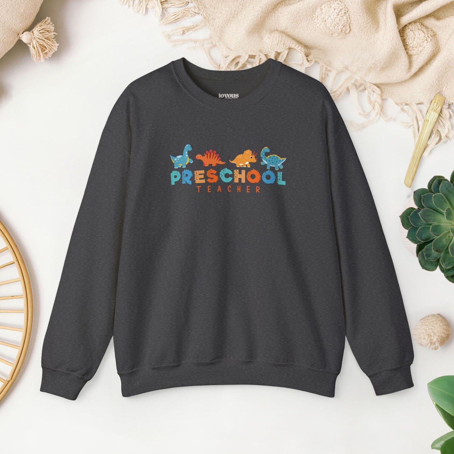 Preschool Teacher Sweatshirt with Cute Dinosaurs