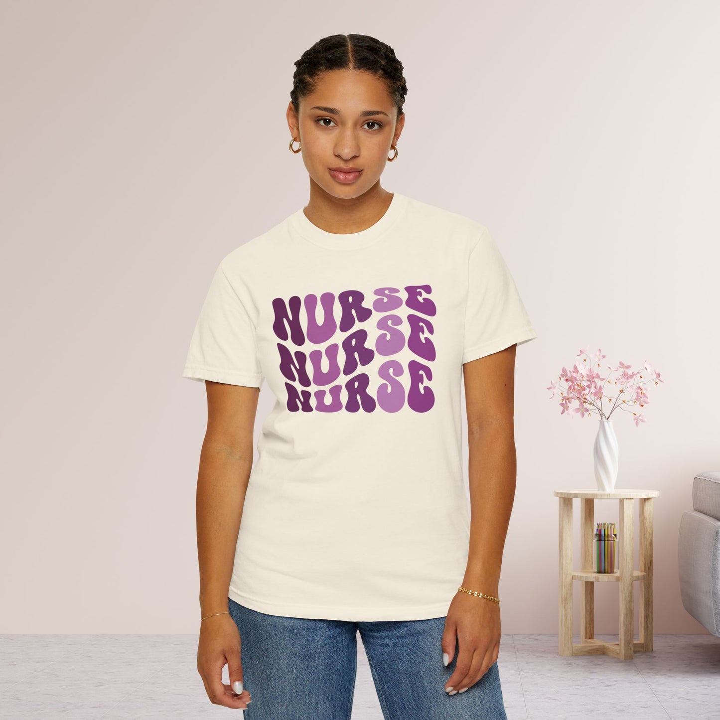 Groovy Purple Comfort Colors Nurse Shirt