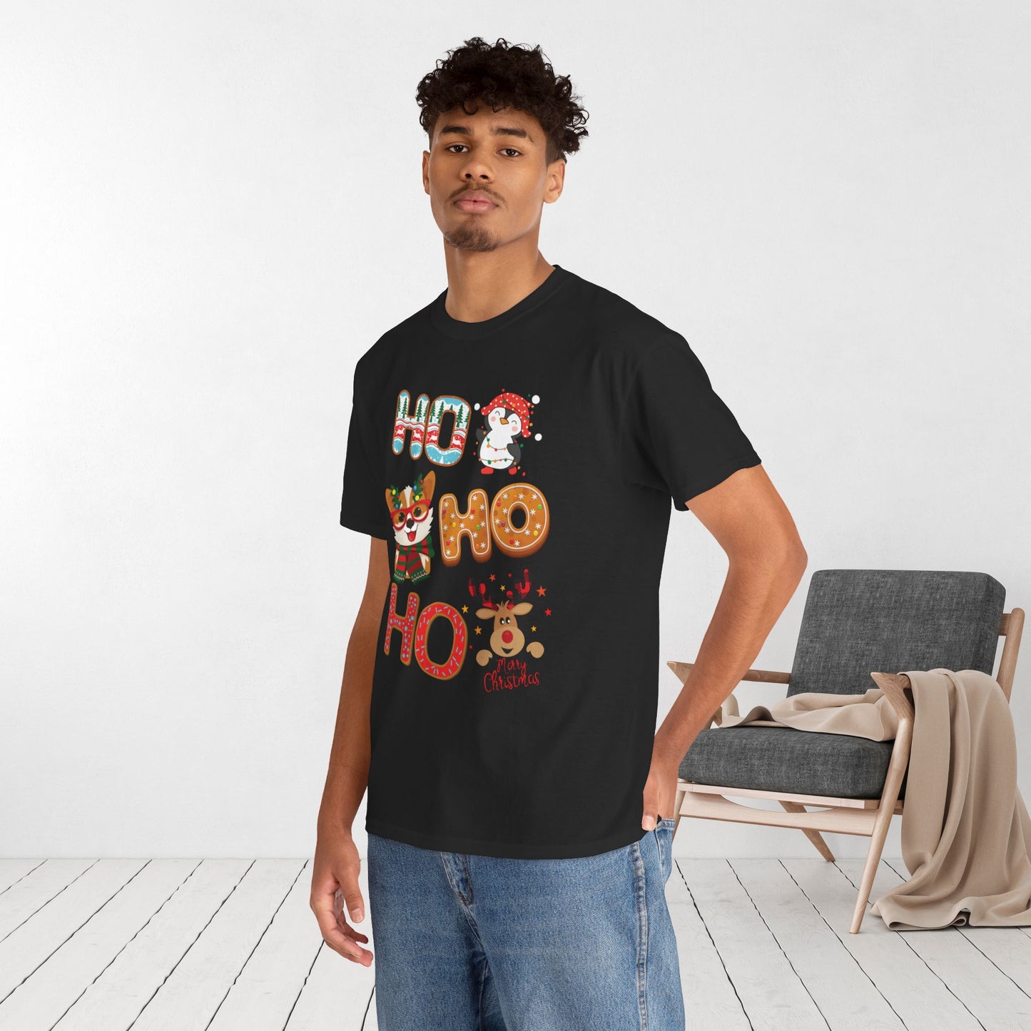 Ho Ho Ho Christmas Shirt - Matching Family Christmas Heavy Cotton Tee