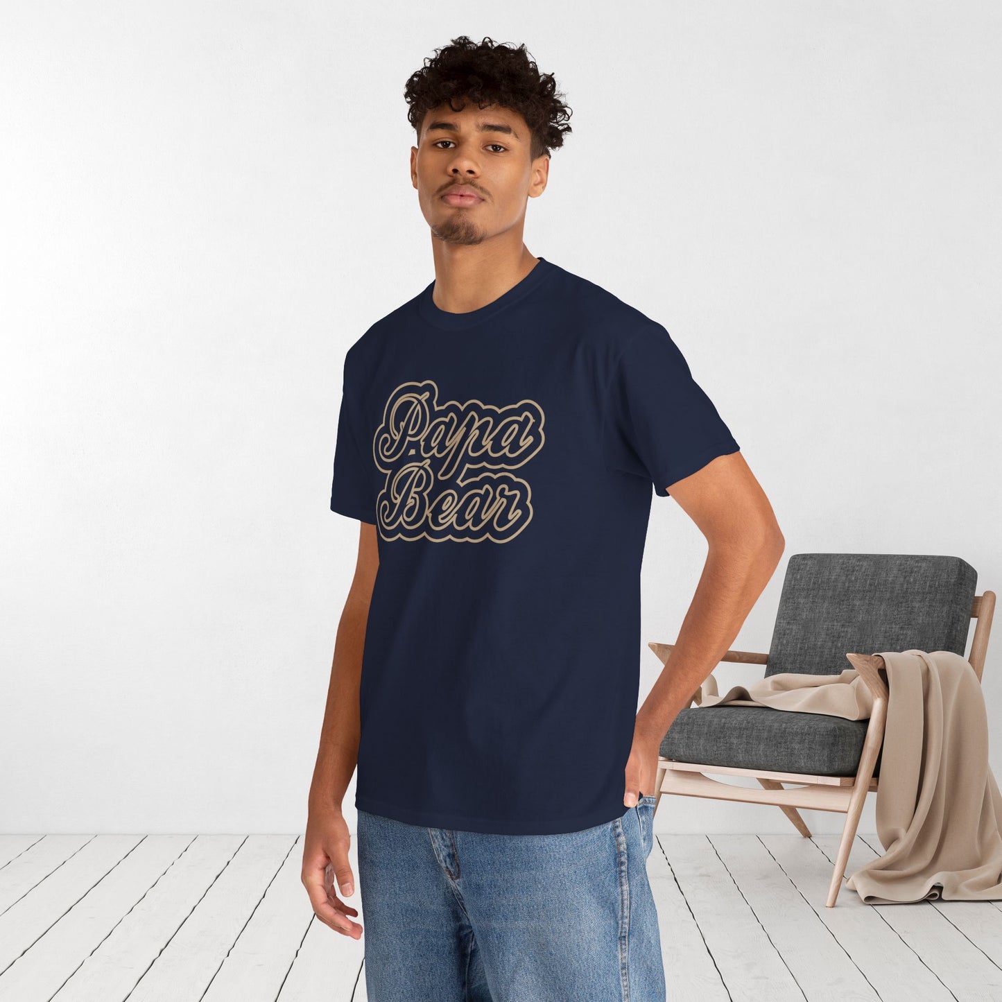 Papa Bear Heavy Cotton Tee - Gift for Dad for Father's Day