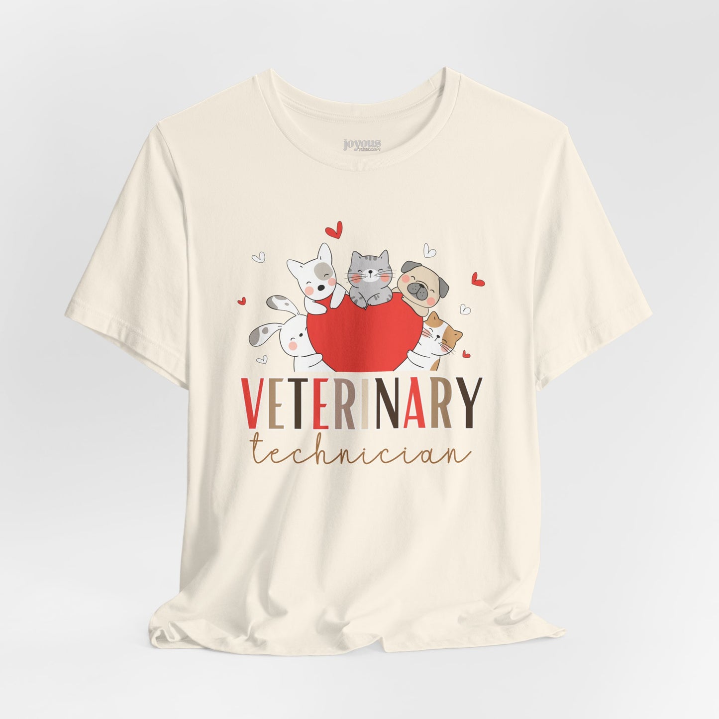 Cute Veterinary Technician Soft Cotton Tee with Dogs and Cats for VET Technician