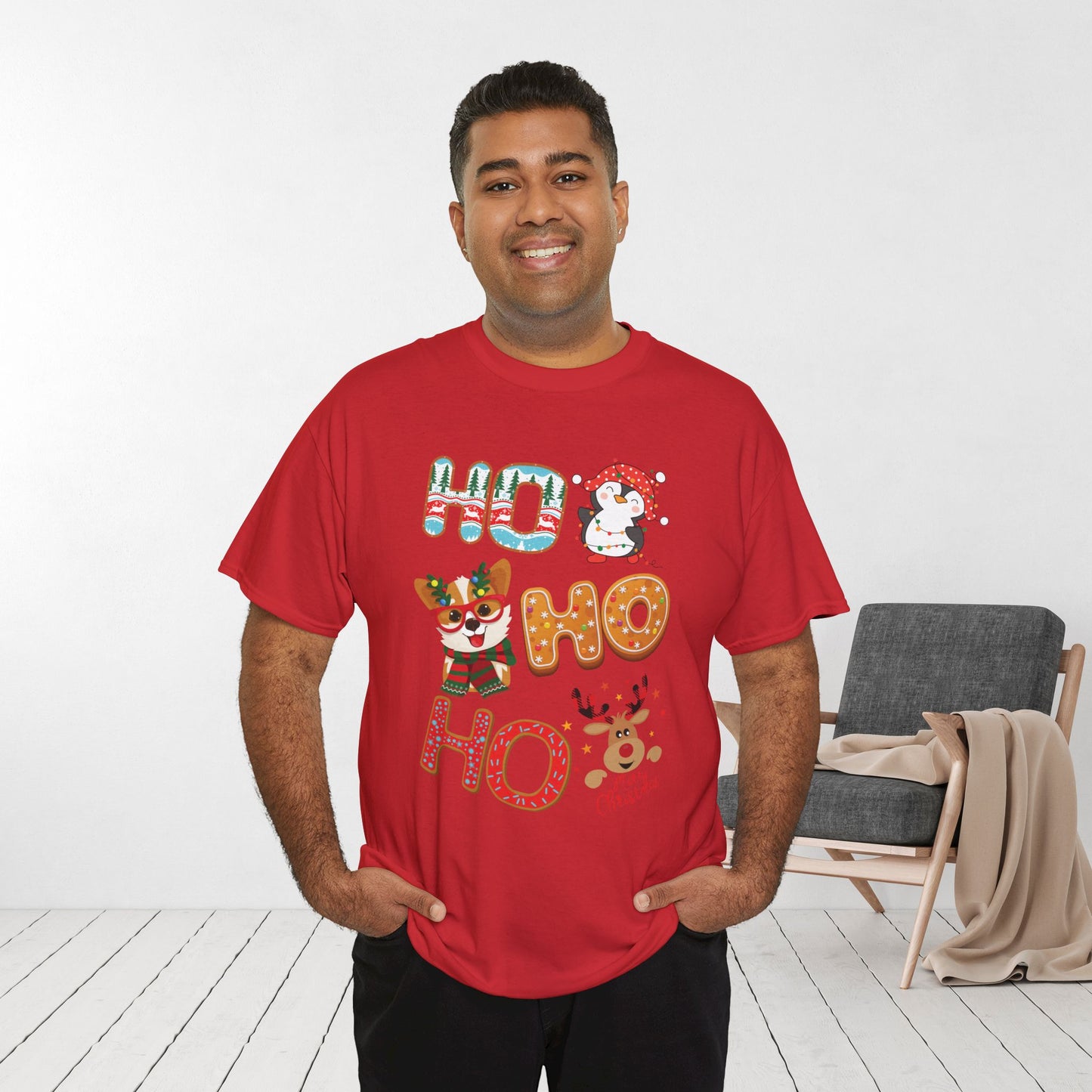 Ho Ho Ho Christmas Shirt - Matching Family Christmas Heavy Cotton Tee