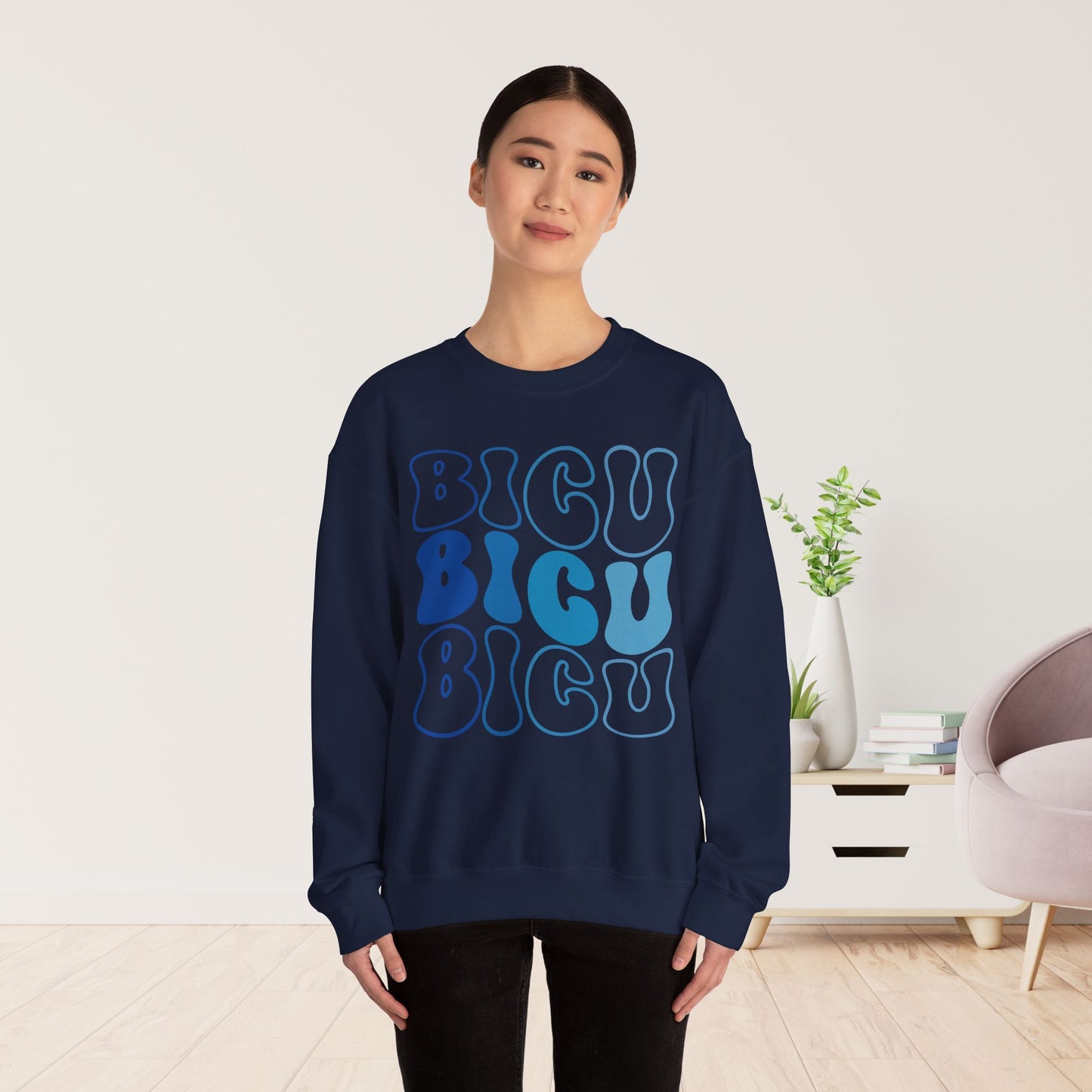 Groovy Blue BICU Sweatshirt - Burn ICU Nurse Sweater