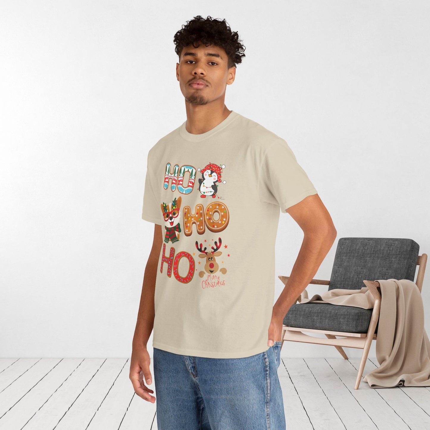 Ho Ho Ho Christmas Shirt - Matching Family Christmas Heavy Cotton Tee