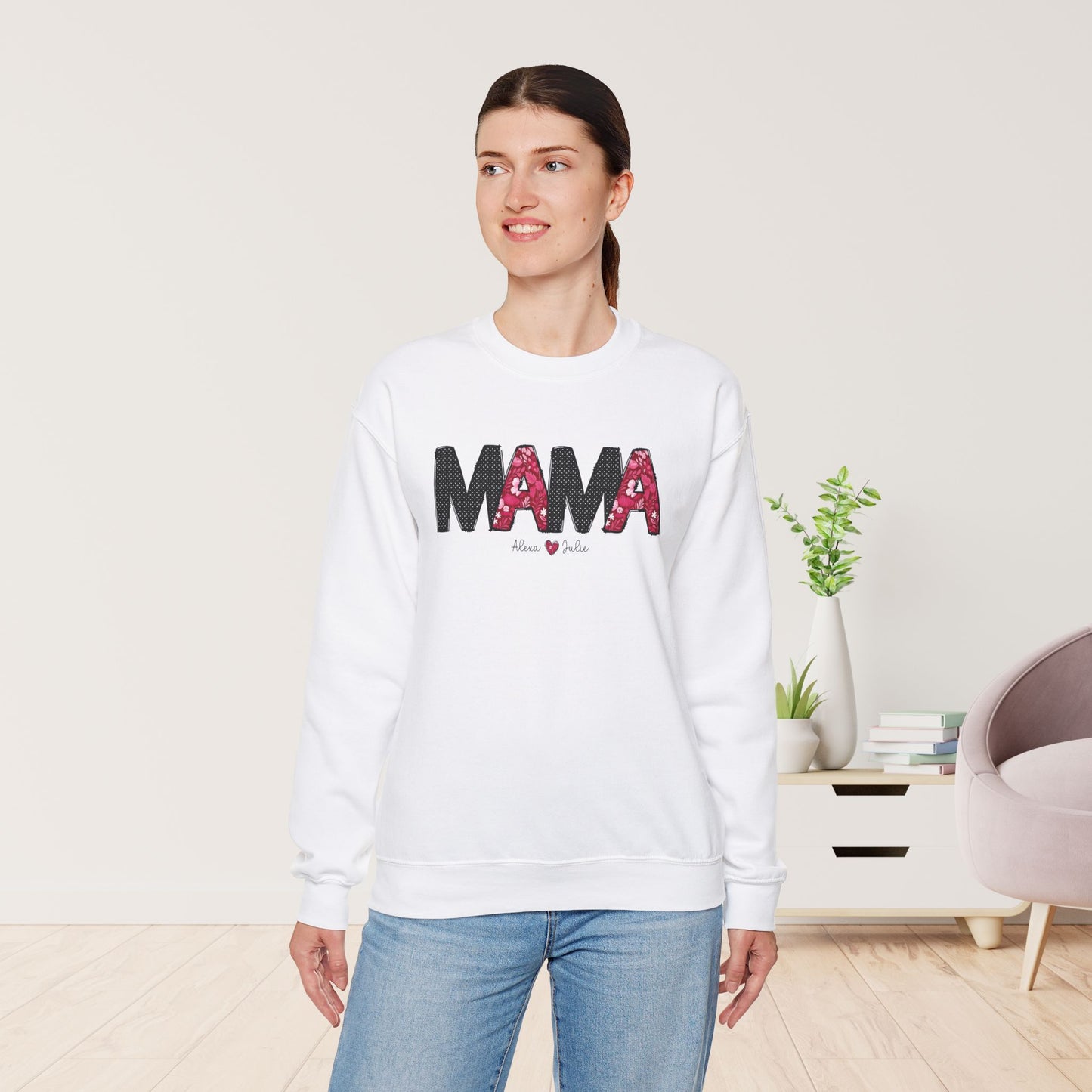 Custom Mama Sweatshirt with Kids Name - Personalized Gift for Mom